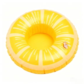 7.3-Inch Inflatable Cute Lemon Slice Shaped Pool Cup Holder, Fun Outdoor Floating Mat, Suitable for Spas and Water Pools (Yellow).
