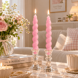 7.3 Inch Spiral Taper Candles Unscented Twisted Candlesticks for Dinner Wedding Party Home Decor,Set of 2pcs
