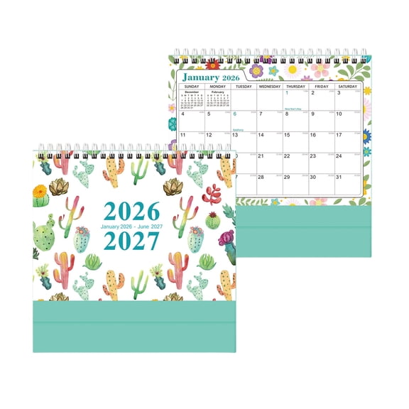 7.3 X 8 Inch Desk Calendar 2026-2027, 18-Month Monthly Planner With Ample Writing Blocks & Notes, Sturdy Stand & Thick Paper For Home Office, Study, Business Meetings