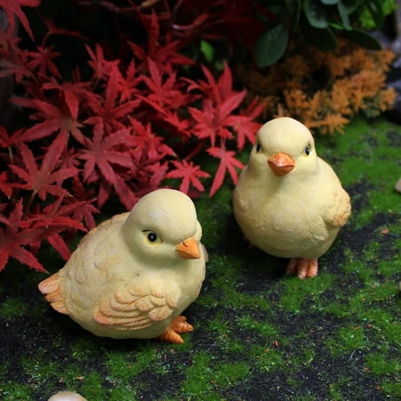 7.3 x 6 x 6.5 cm Easter Chick Figurines for Garden Decor, Realistic Resin Chicken Ornaments, Cute Animal Models for Micro Landscape and Home Decoration(A)
