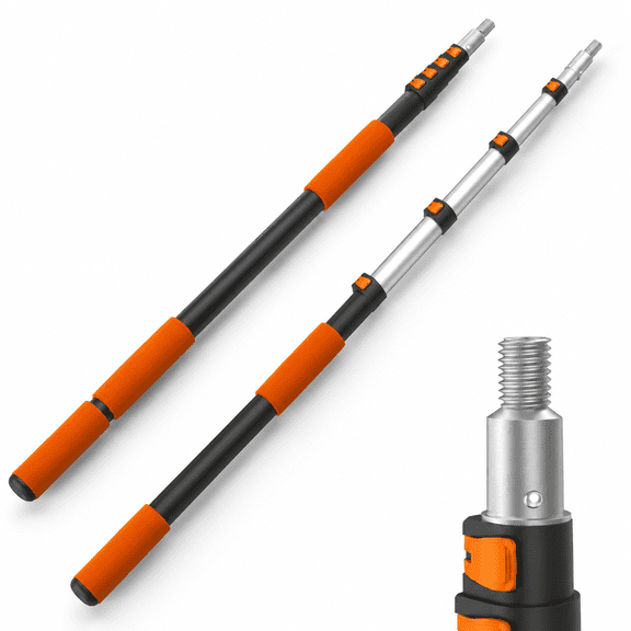 7-30 Foot Telescopic Extension Pole, Multi-Purpose Aluminum Cleaning Handle with Twist-On Tip