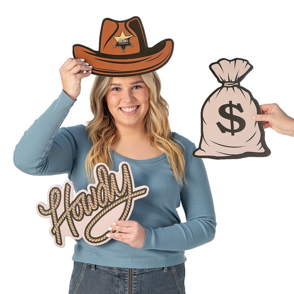 7"  31 1/4" Large Western Party Cardboard Photobooth Prop Set - 6 Pieces