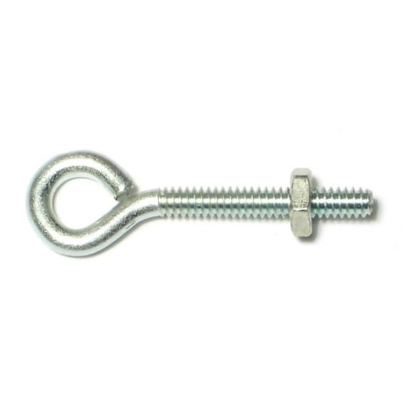 7/32"-24 x 2-1/8" Zinc Eye Bolts with Nuts SEBS-142 (10 pcs.)