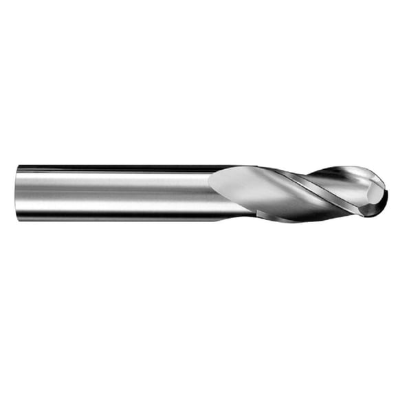 SGS 31143 5B 3 Flute Ball End General Purpose End Mill, Aluminum Titanium Nitride Coating, 7/32" Cutting Diameter, 5/8" Cutting Length, 1/4" Shank Diameter, 2-1/2" Length