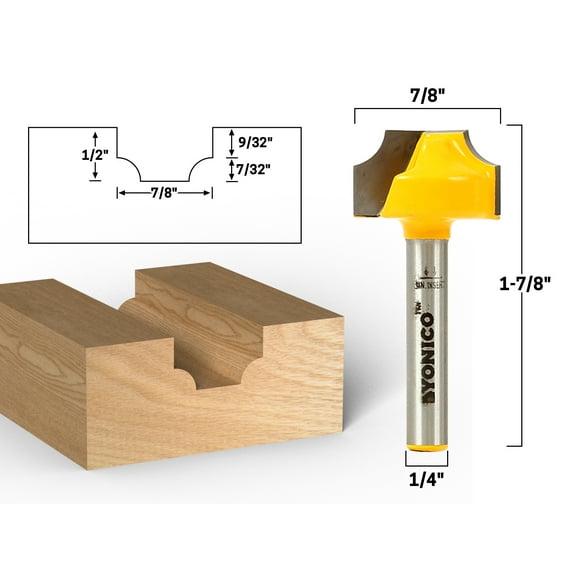 7/32" Radius Round Over Groove Router Bit - 1/4" Shank - Yonico 13081q