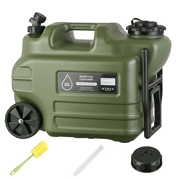 7.39 Gallon (28 liters) Water Bottle, Water Jug With Wheels & Folding Handle & Tap, Camping Water Container, BPA-Free Water Storage, Suitable for Outdoor Hiking,Camping and Picnic Supplies