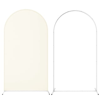 7.3FT Metal Arch Backdrop Stand with Arch Cover Spandex, Wedding Balloon Arch Backdrop Stand for Birthday Party Baby Shower Bridal Banquet Decoration, Beige