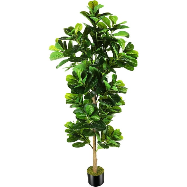 7.3ft Artificial Fiddle Leaf Fig Tree (87in) with Plastic Nursery Pot
