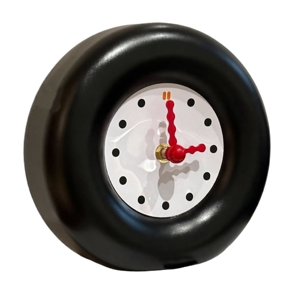 7.3in Creative Desktop Clock Ornament, Decorative Mantel Timepiece for Office, Modern Analog Table Clock, Stylish Home Decor, Black