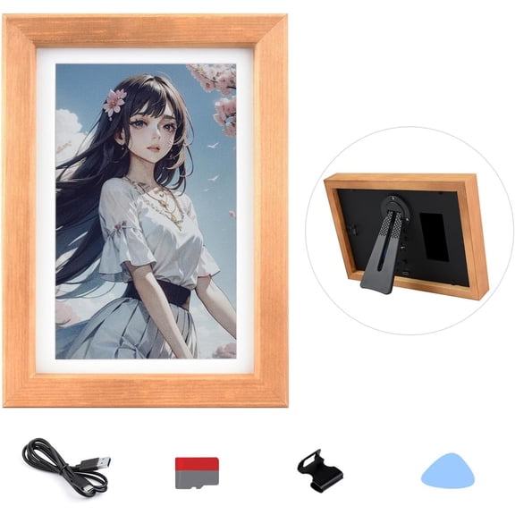 7.3inch E6 Full Color E-Paper with Solid Wood Photo Frame, Ultra-long Standby, 800  480 Resolution, Batteries NOT Included
