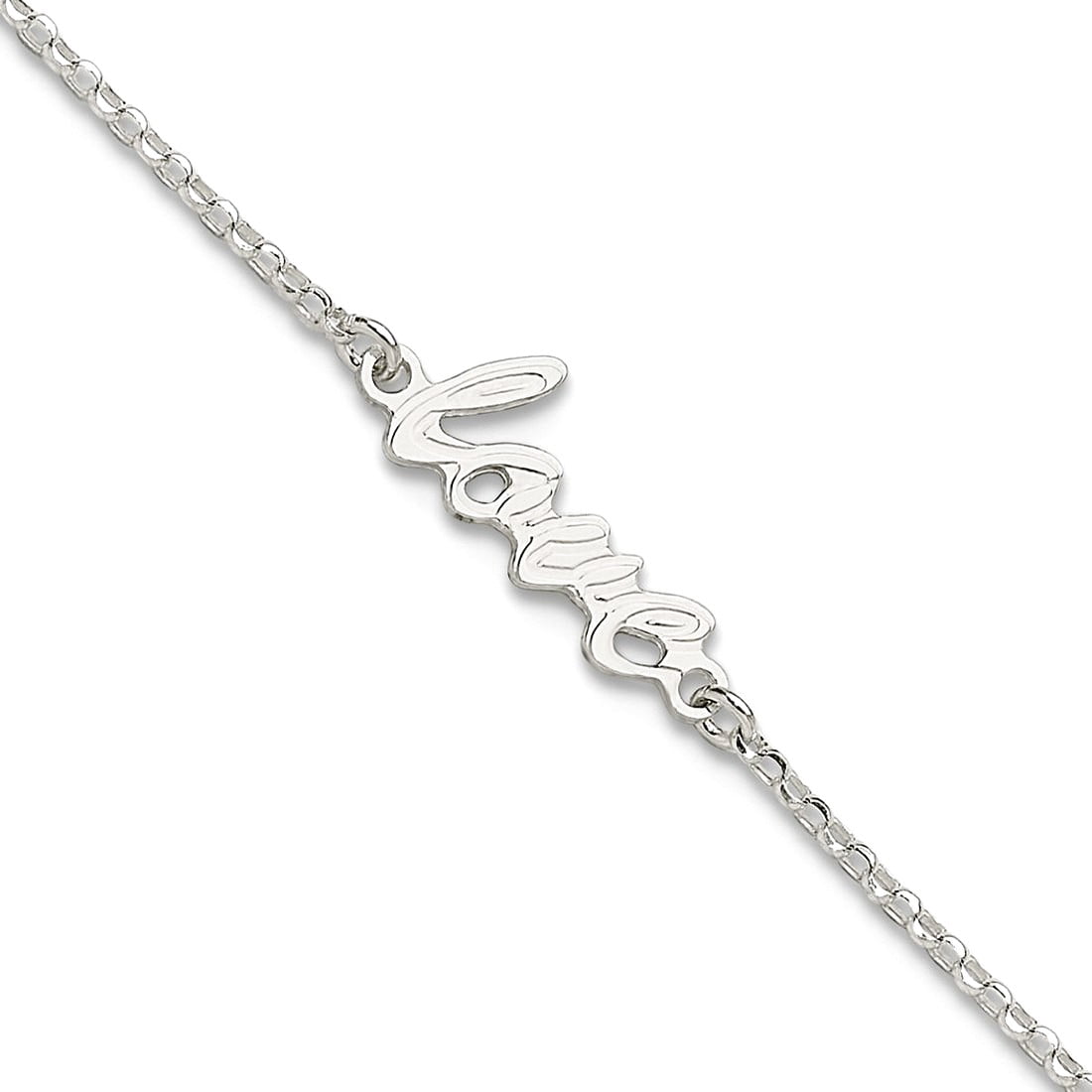 7.3mm 925 Sterling Silver Polished Love Plus 1in Extension Anklet 9 Inch Anklet for Women