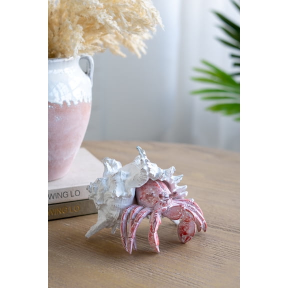 7.3x7x5.7" Lifelike Red Hermit Crab Figurine with White Shell (Original Coce _ W2078P490718)