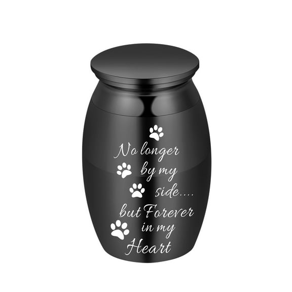 7*4.5cm Paw Print Stainless Steel Small Urn for Cremation Dog Cat Ashes Keepsake Pet Memorial Mini Urn - No Longer by My Side But Forever in My Heart