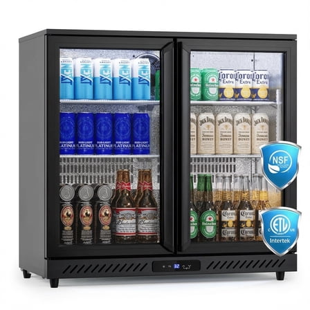 OUTBID 36" Beverage Beer Refrigerator, 7.4 Cu.Ft Commercial Back Bar Cooler Fridge, 3-layers Under Counter Refrigerator for Home & Bar,Dual-Glass Heat-preservation, ETL NSF Approved