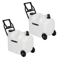 7.4 Gal Water Container with Wheels & Spigot | Portable Rolling Emergency Camping Water Jug with Folding Handle | BPA Free Food Grade Water Storage for Camping, Hiking 2 Pack (28L, White)