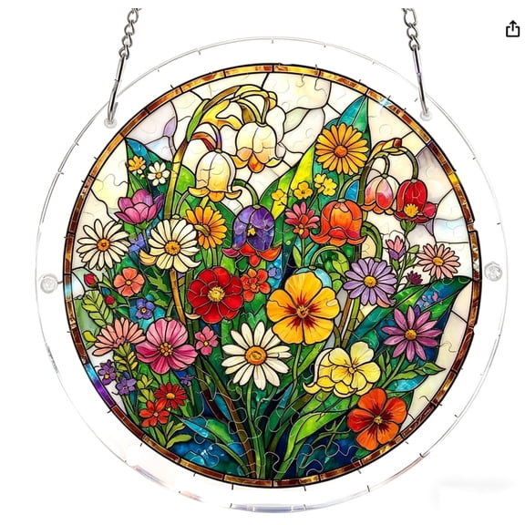 7.4 Inch Acrylic Jigsaw Puzzle Suncatcher Light Catching Acrylic Puzzles Suncatcher Window Hanging For Home Garden Decor And Gifts For Mom