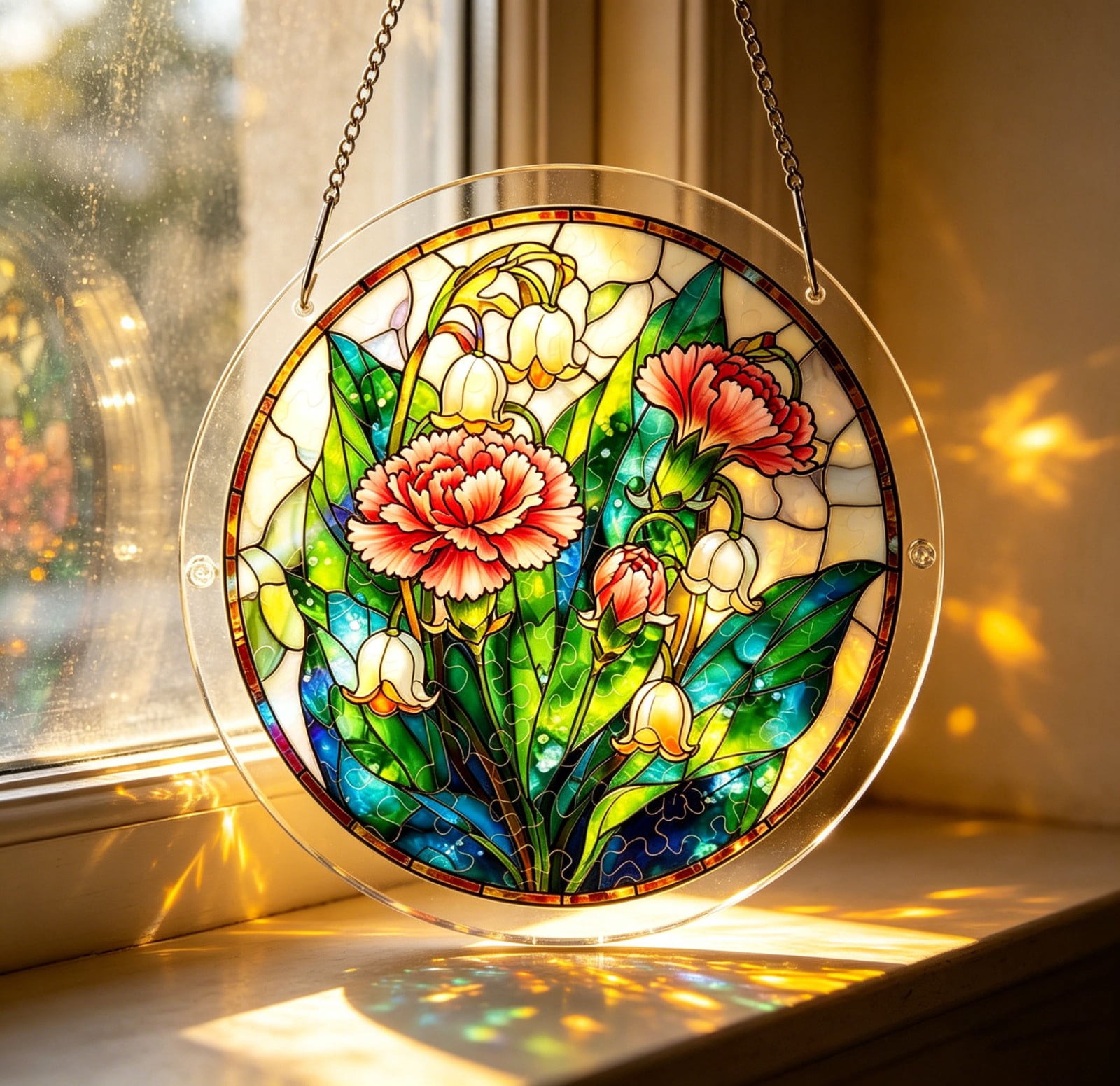 Window Pendant 7.4 Inch Acrylic Puzzle Suncatcher Double Sided Window Hanging DIY ...