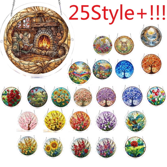 7.4 Inch Premium Acrylic Puzzle Suncatcher Window Hanging, Colorful Stained Glass Style Light Catching Pendant, Delicate Artistic Decor for Garden/Balcony/Home, Perfect Thoughtful Birthday Gift, S