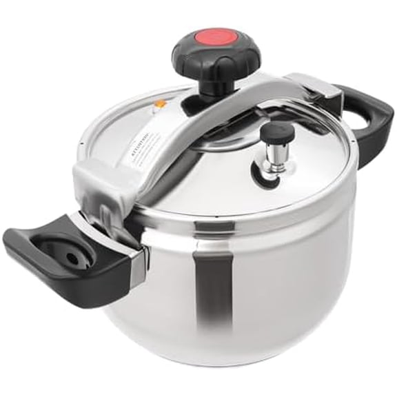 7.4 Quart Stainless Steel Pressure Cooker, 201 Stainless Steel Cookware, Large Capacity, Commercial Pressure Cooker Clamp On Type, Single Valves for Family or Commercial Use (7.4 Qt)