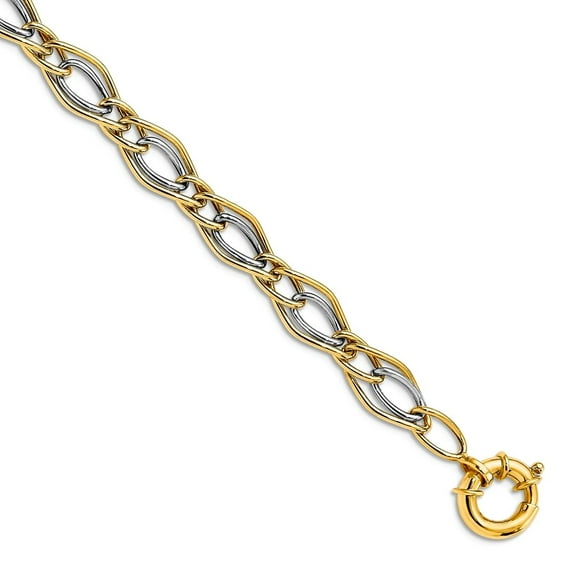 7.44mm 10k Yellow With Rhodium Plated Polished Bracelet 7.5 Inch Link Bracelet for Women