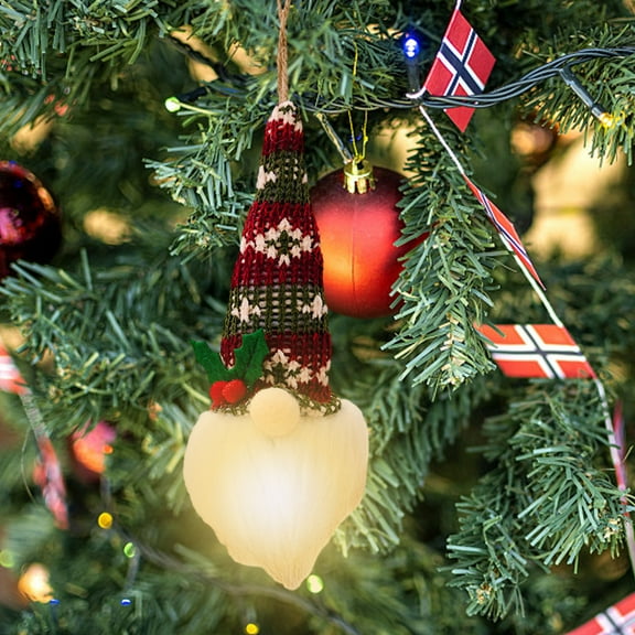 7.48" Christmas Gnome Ornaments with LED Light, Colorful Gnomes Christmas Tree Hanging Decorations, Glowing Xmas Dolls for Xmas Tree Home Party Holiday Door Decor