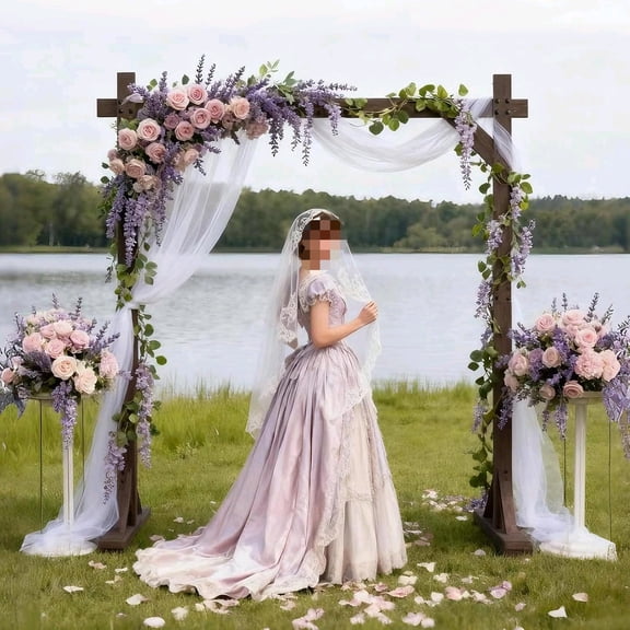 7.48 FT Wooden Arch Square Wood Wedding Arches for Ceremony Wooden Arbor for Wedding Backdrop Stand for Indoor Outdoor Wedding Party Garden Beach Forest Rustic Boho Decor$$Garden & Patio