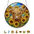 thumbnail image 1 of 7.48 Inch Floral Window Suncatcher, 83-Piece Acrylic Stained Glass Style Puzzle, Patio Wall Art Hanging, 1 of 8