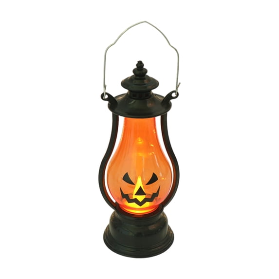 7.48 Inch Halloween Pumpkin Lantern with Flickering LED, Portable Jack-O-Lantern for Halloween, Vintage Halloween Lamp Handheld Lantern Oil Lamp for Halloween Decorations Indoor & Outdoor, Orange