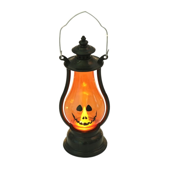 7.48 Inch Halloween Pumpkin Lantern with Flickering LED, Portable Jack-O-Lantern for Halloween, Vintage Halloween Lamp Handheld Lantern Oil Lamp for Halloween Decorations Indoor & Outdoor, Orange
