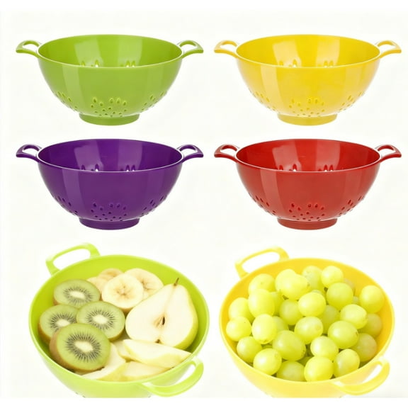 7.48 Inch Plastic Small Colander 4 Pack - Mini Berry Strainer for Fresh Fruit & Veggies, Dishwasher Safe & Easy Storage