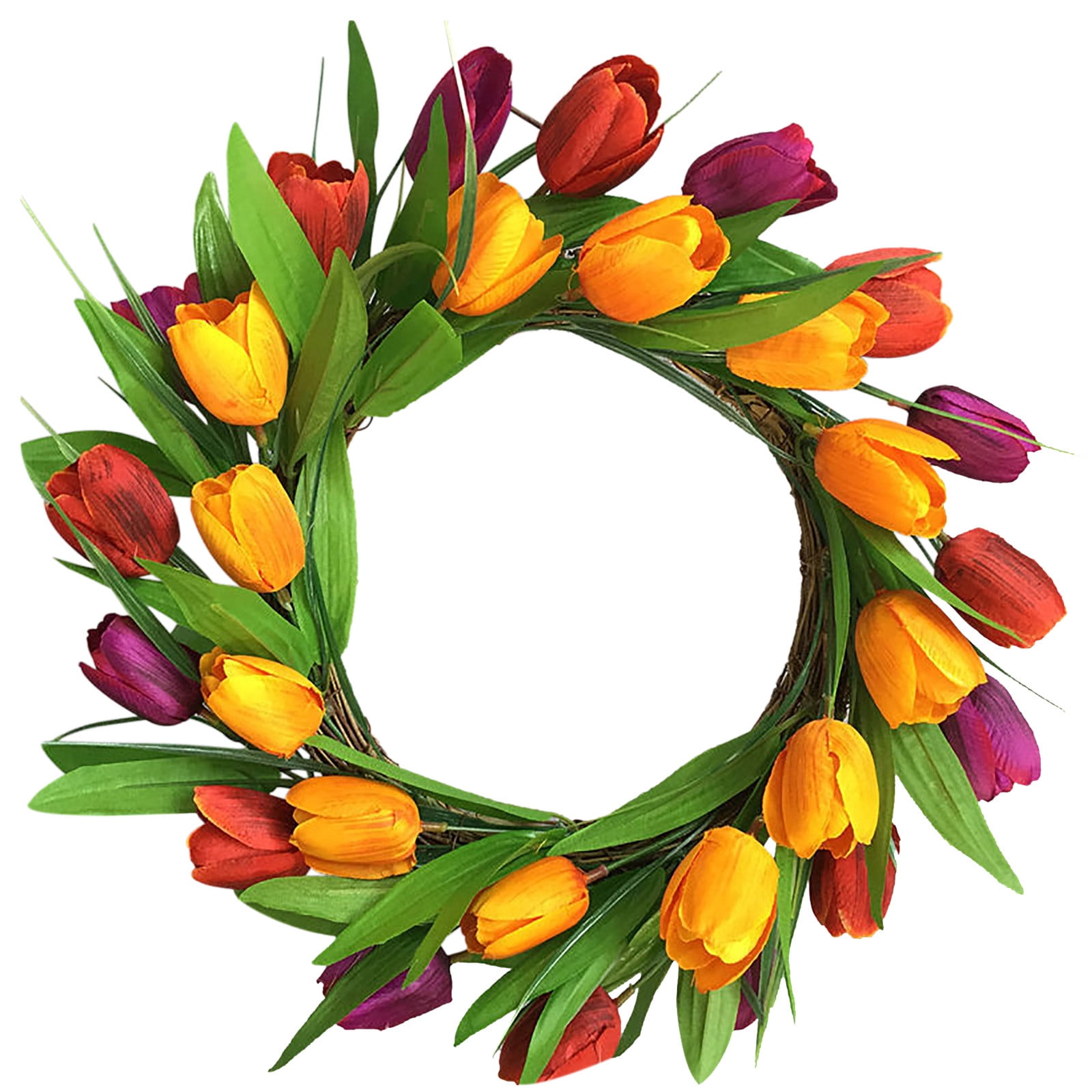 7.48Inch Tulip Wreath Flower Wreaths for Front Door, Spring Silk Wreath ...