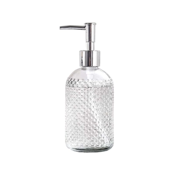 7.48x3.03 Inch Glass Soap Dispenser, Refillable Liquid Soap Container,Decorative Lotion Pump Bottle for Bathroom Kitchen Countertop