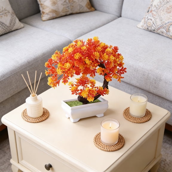 7.48x7.48 Inch Artificial Plant Bonsai, Small Tree Potted Simulation Plant, Potted Ornaments for Home Room Table Decoration Hotel Garden Decor(D)