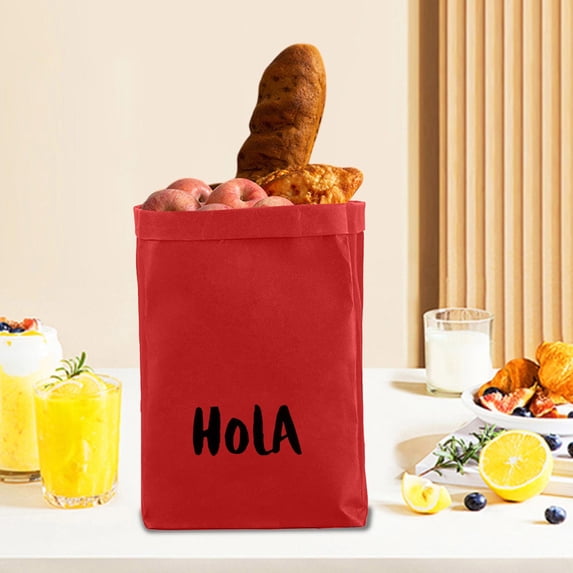7.48x7.48x13.19in Kraft Paper Storage Bags,Washable Kraft Paper Bag |Washable, Study, Degradable| for Snacks Cookies Vegetables & Sandwiches Reusable Grocery Packaging,red