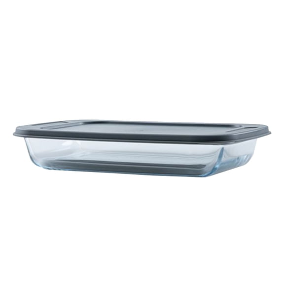 7.4Inch12Inch Rectangular Glass Baking Dish with Gray Lid 3.08Pt1.7L Happy Day!