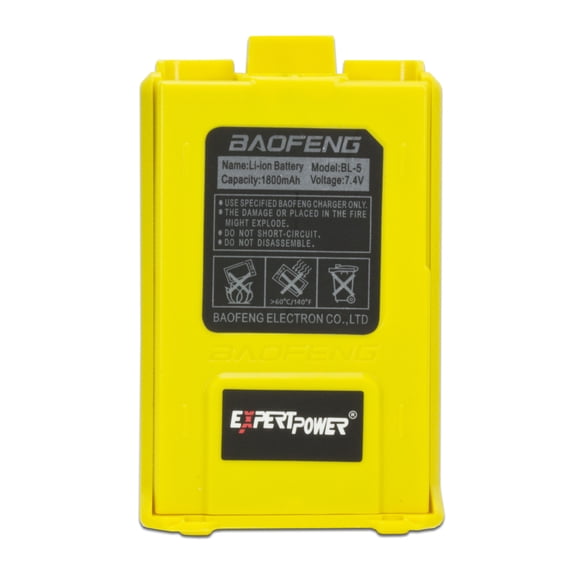 7.4V 1800mAh Li-Ion Original BAOFENG BL-5 Rechargeable Battery For Baofeng All UV-5R Series and BF-F8 BF-F9 Series Portable _Yellow