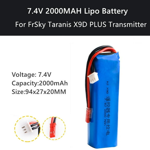 7.4V 2000Mah Lipo Battery Replacement For Frsky Taranis X9D Plus Transmitter, Lightweight Portable With Fast Charging & Large Capacity, Rechargeable Li-Ion Battery