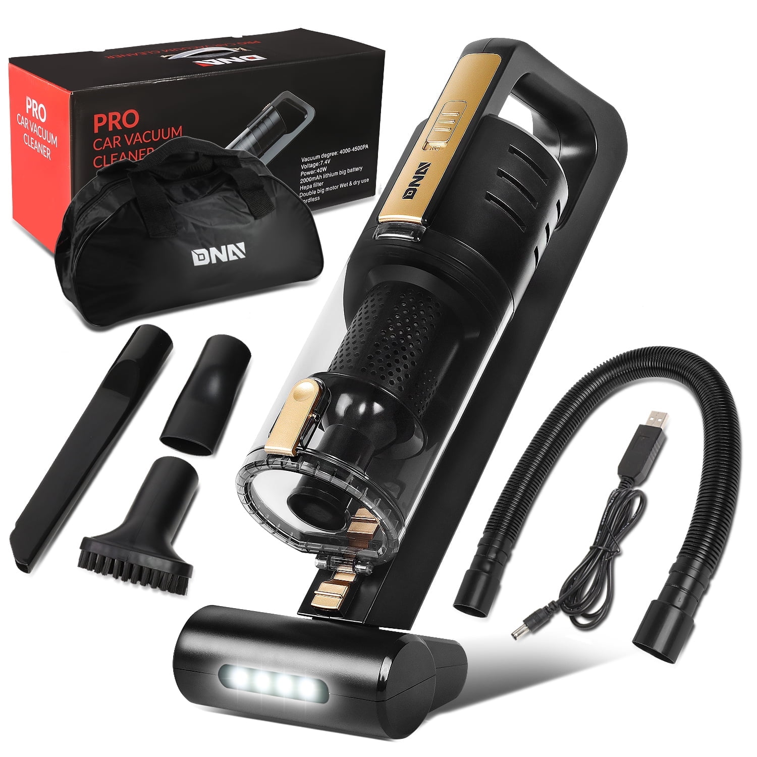 7.4V 40W 4500Pa Cordless Handheld Car Mini Vacuum Cleaner Strong Suction Portable Duster - Black