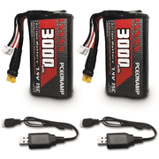 7.4V Li-ion Battery 3000mAh 2S with XT30 Plug Rechargeable High Capacity RC Battery with 2 USB Charger Cable for Remote Control Excavator RC car toys