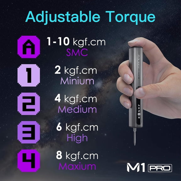 AM 7.4V Mini Electric Screwdriver, Precision Electric Screwdriver, 60-in-1 Magnetic Bits, Smart Motion Control, Max 3 N.m, 5 Torque Modes, Repair Tool Set for Phone Camera Laptop (M1 PRO)