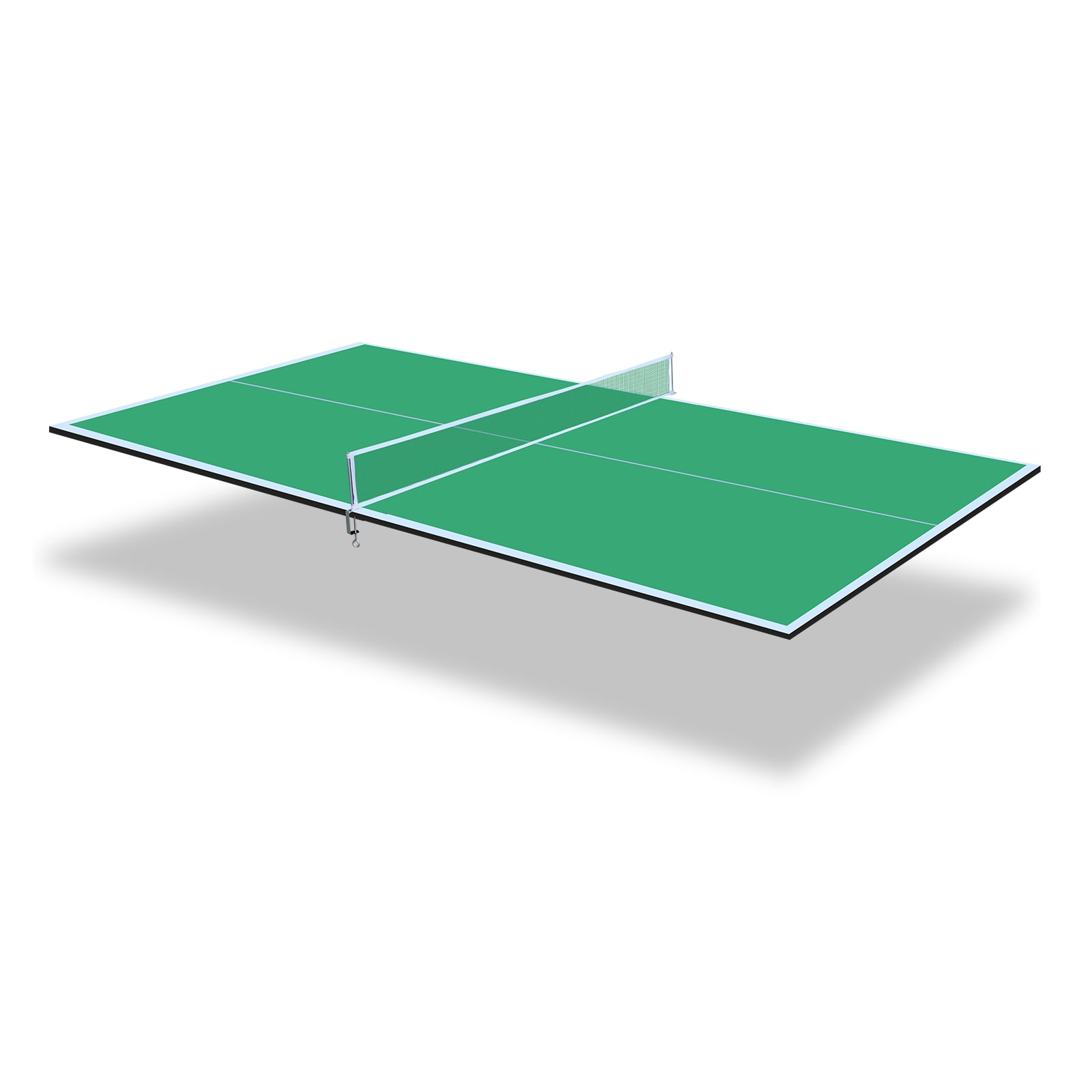 7*4ft Green Foldable Ping Pong Conversion Top, 12MM MDF Portable Table Tennis Top with Net & 12 EVA Pads, Single Side Upright for Indoor Games