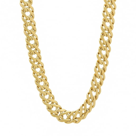 7.4mm 14k Yellow Gold Plated Cable Venetian Choker Chain Necklace, 16 inches