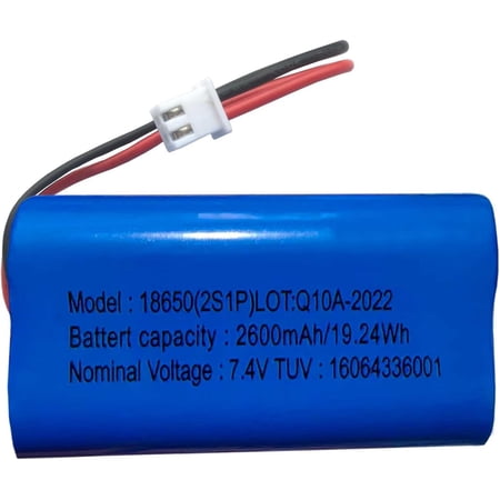 7.4v 18650 2s1p 2600mAh Recharable Li-ion Battery with Jst XH2.54/2P Connector Plug Wires /3C Cells/Support 3C Continuous Dischar and Fast Charging