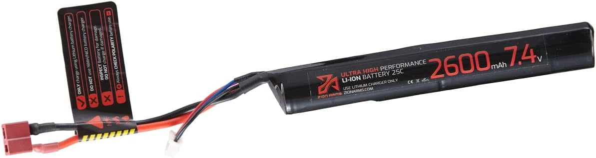ZION ARMS 7.4V 2600mAh Lithium-Ion Stick Battery - Deans Connector For Airsoft AEG, Compact & High Power