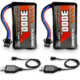 thumbnail image 1 of 7.4v RC Battery 3000mAh 2S Li-ion with SM-3P Plug Rechargeable High Capaity Fit for RC Toy RC Tank RC Truck and RC Car Batteries with 2 USB Charger, 1 of 11