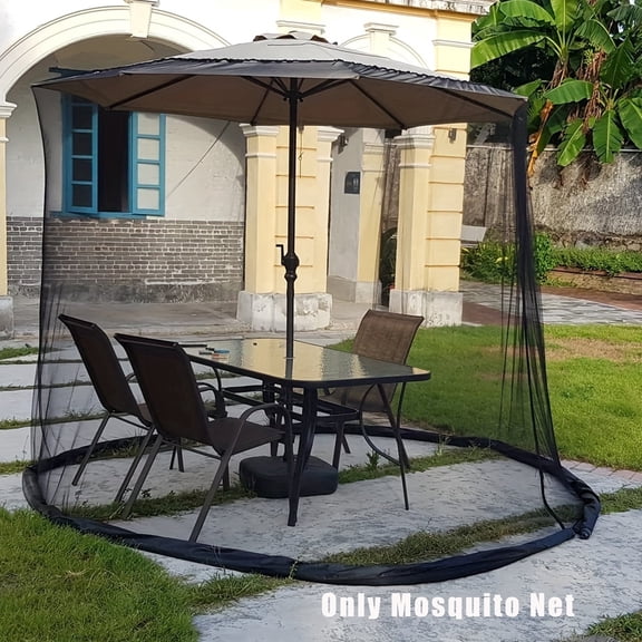 7.5-10 FT Mosquito Netting for Patio Umbrella, 340 Inches Circumference Outdoor Patio Umbrella Canopy Netting & Gazebo, Easy Installation, Black（Only Mosquito Net ）