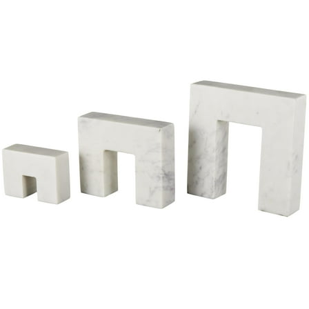 7",5",3"H White Marble Square Arch Abstract Sculpture with Varying Sizes, by DecMode (3 Count)