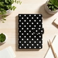 thumbnail image 1 of 7.5×5.3in Classic Black White Polka Dot PU Leather Budget Notebook, Snap Closure Detachable 6 Ring Expense Organizer, Compact Cash Envelope Wallet For Monthly Budget Management & Holiday Fund Saving, 1 of 4