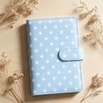 thumbnail image 1 of 7.5×5.3in Sky Blue White Polka Dot A6 Loose Leaf Budget Planner, Scratch Resistant PU Leather Finance Organizer, Detachable Cash Envelope Binder For Weekly Expense Logging & Vacation Savings, 1 of 4