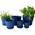 thumbnail image 1 of 7.5/6.5/5.5/4.9/4.2/3.5 inches Plant Planters 6 Pack, Thick Sturdy Plastic Pots for Plants, Indoor/Outdoor 6 Sizes Flower Pots with Drainage Holes and Saucers (6 Sizes,Dark-Blue), 1 of 6